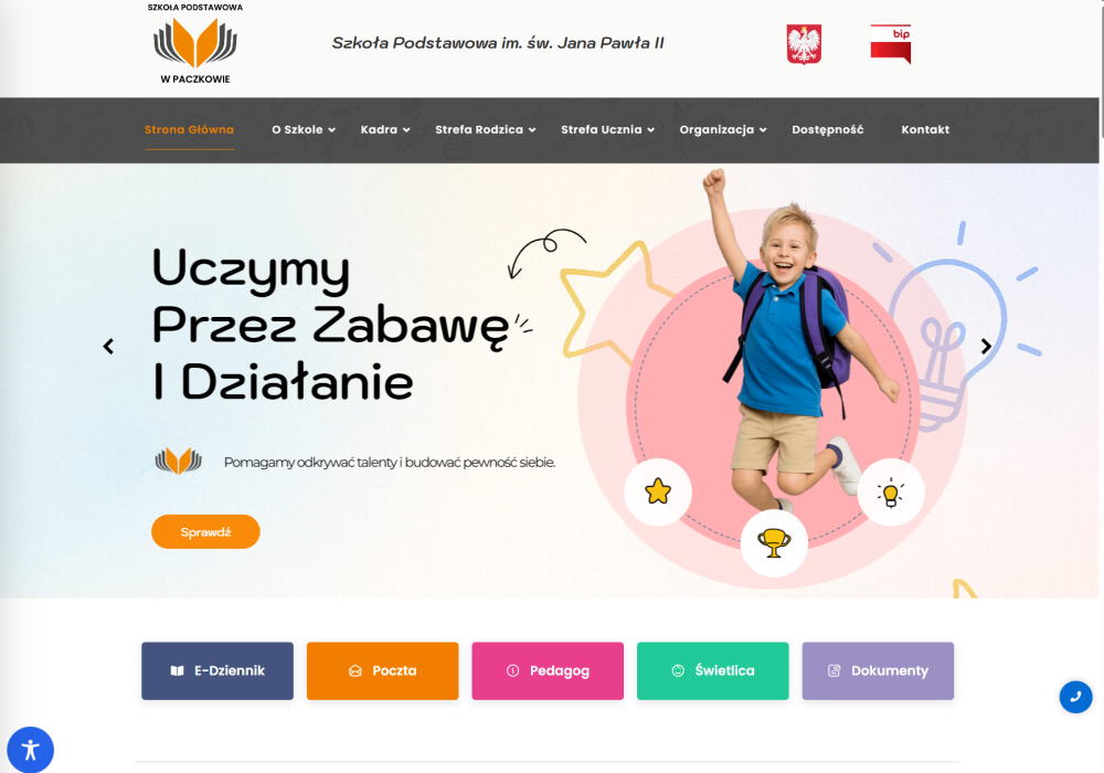 projekt strony internetowej dla szkoły w Paczkowie